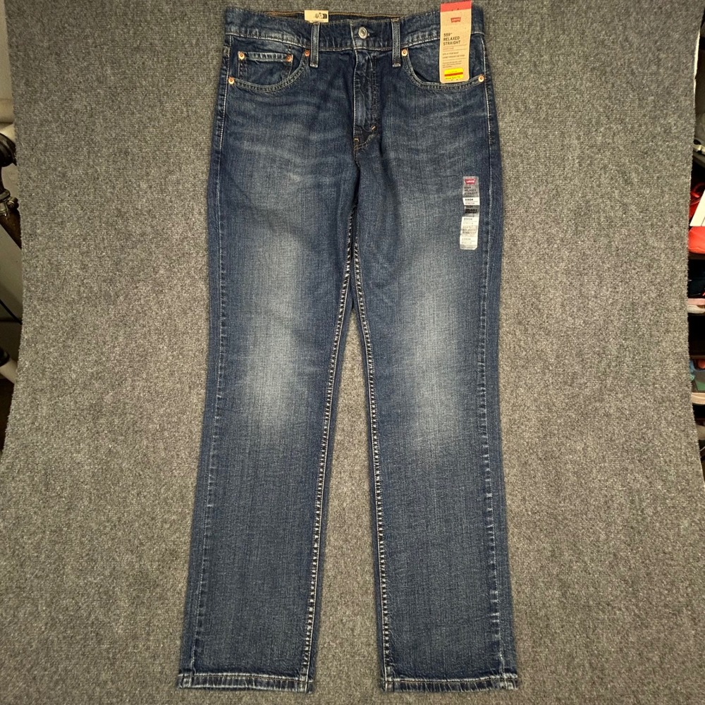 Levi's 559‎ Relaxed Straight Jeans Mens 33x34 Blue Regular Wash Stretch Denim